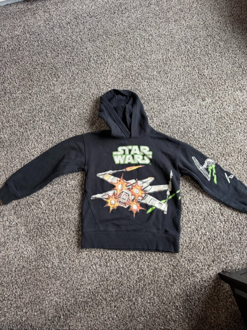 Disney 100 Star Wars X-Wing TIE Fighter Black Hoodie - Youth Size 6-8